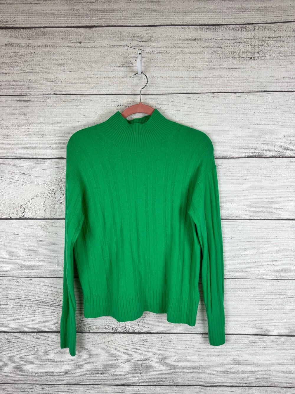 J.Crew Women's Green Super Soft Yarn Ribbed Mock Neck Sweater Size Small
